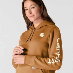 women's relaxed fit midweight logo sleeve graphic hoodie