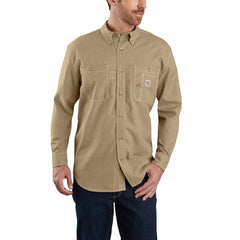 flame-resistant carhartt force® loose fit lightweight long-sleeve button-front shirt