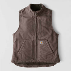 women's sherpa lined vest - relaxed fit - washed duck