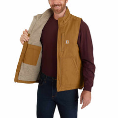 men's mock-neck sherpa-lined vest - loose fit - washed duck