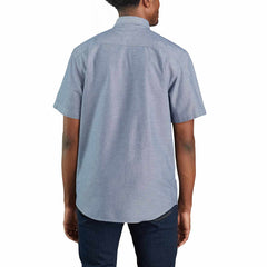 loose fit midweight chambray short-sleeve shirt