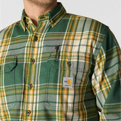 flame resistant force rugged flex® loose fit twill long-sleeve plaid shirt