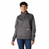 women's relaxed fit midweight quarter-zip mock-neck sweatshirt