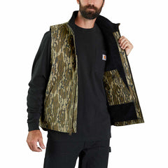 rugged flex® duck loose fit sherpa-lined camo mock-neck vest