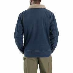 relaxed fit denim sherpa-lined jacket - 2 warmer rating