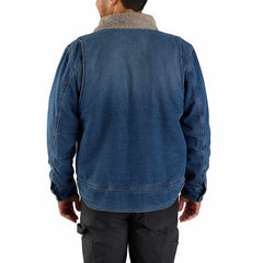 relaxed fit denim sherpa-lined jacket - 2 warmer rating