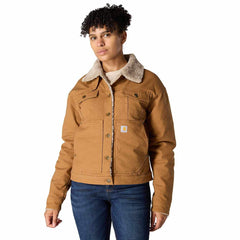 women's rugged flex® loose fit canvas sherpa-lined jacket - 2 warmer rating