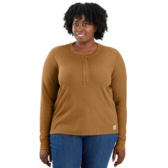 women's tencel™ fiber series relaxed fit long-sleeve ribbed henley shirt