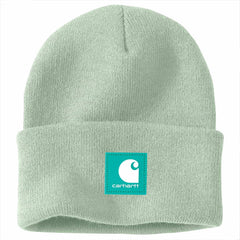 knit rubber patch beanie