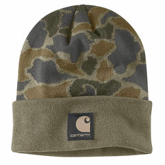 knit cuffed camo beanie