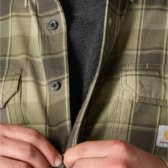 loose fit midweight chambray long-sleeve plaid shirt