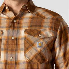 montana rugged flex™ relaxed fit lightweight long-sleeve snap-front plaid shirt