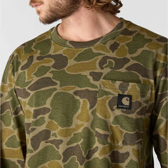 relaxed fit heavyweight long-sleeve pocket camo logo graphic t-shirt