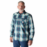 flame resistant montana relaxed fit midweight twill snap front plaid shirt