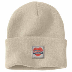 women's knit heart patch beanie