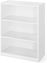 White Modern Book Shelves 31 Inch Three-Level Adjustable Closed Design Book Shelf for Office Living Room Study Bookcases