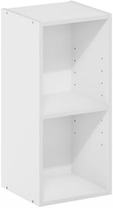 Artistic Accomplishment 2-Tier Space Saving Storage Shelf Bookcase White 9.29D x 9.84W x 21.18H Inches