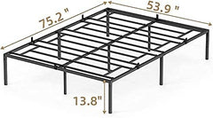 Full Bed Frame Platform,14 Inch Metal Full Size Bed Frames No Box Spring Needed,Heavy Duty Steel Slat Mattress Foundation,Easy Assembly,No Noise and No Shaking