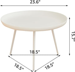 End Side Table, Round Table Living Room with Legs, Modern Night Stand with Storage Space,Home Decor Bedroom Nightstand for Living Room, Small Spaces, Easy Assembly Bedside Table (Short Style/White)