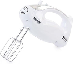 Better Chef 200 Watt Stand and Hand Mixer with Mixing Bowls – Interchangeable Beaters & Dough Hooks – Compact Electric Kitchen Mixer with Ergonomic Handle – White