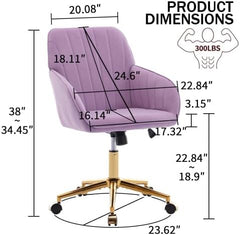 Modern Grey Cotton Linen Office Chair with Wheels Swivel Adjustable Task Chair Executive Accent Chair for Home Office Make-up Studying