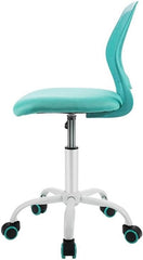 Pemberly Row Sponge Adjustable Mid Back Swivel Armless Office Chair in Turquoise