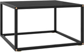 Practical Coffee Table Black with Black Glass 15.7"x15.7"x19.7" Side Table End Table Couch Table for Living Room Home, Office