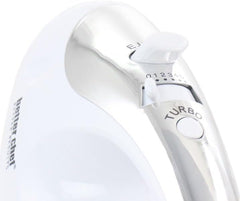 Better Chef 200 Watt Stand and Hand Mixer with Mixing Bowls – Interchangeable Beaters & Dough Hooks – Compact Electric Kitchen Mixer with Ergonomic Handle – White