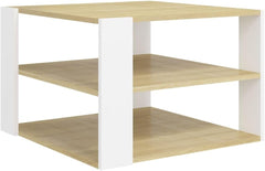 Coffee Table Sonoma Oak and White Engineered Wood Square Modern Dining Table Living Room Furniture end Tables Living Room for Indoor Office