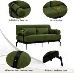 Modern Chenille Loveseat Sofa Couch- 59'' New Comfy Couches Settee for Small Space Dorm Living Room Office - 2-Seater Love Seats Boucle Sofa with USB Ports & Metal Legs, Mini Futon Couch (Gray)