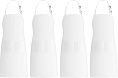 Aprons With Pockets Bib Aprons With Pockets Adjustable Kitchen Cooking Chef Apron For Women And Men White Apron