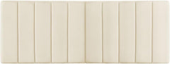 24KF Cream Wall Mounted Vertical Channel Design King Headboard, Soft Comfortable Velvet Padded King/CA King Size Headboard