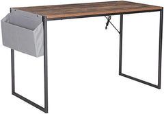 Pemberly Row Home Office Computer Desk with Storage Bag USB Hub in Rustic Brown