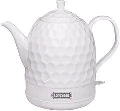 Ceramic Electric Kettle 1 Quarts, 1000W Hot Water Boiler, Automatic Shut-off, BPA-Free, Teapot Rapid Boil For Coffee & Tea, Boil-Dry Protection, White Gooseneck