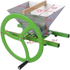 LuckyNote 7L Manual Juicer Grinder,Portable Fruit crusher with wheel Stainless Steel fruit Scratter Pulper for Wine and Cider Pressing