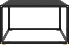 Practical Coffee Table Black with Black Glass 15.7"x15.7"x19.7" Side Table End Table Couch Table for Living Room Home, Office