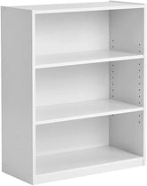 White Modern Book Shelves 31-Inch Three-Level Adjustable Closed Design Book Shelf for Office Living Room Family Room Study Bookcases