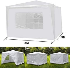 JungleA 10'x10' Outdoor Wedding Party Tent Camping Shelter Gazebo Canopy,Easy Set Gazebo Canopy for BBQ Party Events w/Removable Sidewalls(White)