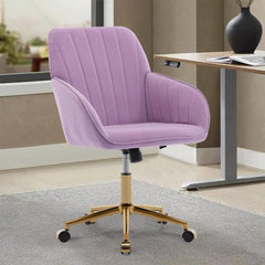 Modern Grey Cotton Linen Office Chair with Wheels Swivel Adjustable Task Chair Executive Accent Chair for Home Office Make-up Studying