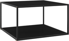 Coffee Table Black Tempered Glass - Modern, Durable Center Table for Living Room, Small Square Coffee Tables Set for Home Spaces