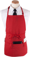 JRC Ritz CL3PBIARDFP Chef's Line Bib Apron 26" x 23" Long with 3 Front Pockets, Red (Case of 12)