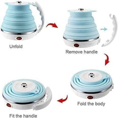 Folding electric kettle, Travel Kettle,Collapsible Water Boiler for Coffee Tea- Food Grade Silicone - Dual Voltage 110-220V, Detachable Power Cord 550ML