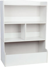 Open Shelf Bookcase Kids Bookshelf 4-Tier Storage Bookcase Large Wooden Open Book Shelf Book Cabinet Floor Standing Organizer and Storage Cabinet for Playing Room White