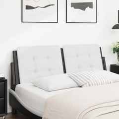 Headboard Cushion White and Black 53.9" Faux Leather,Premium Faux Leather Headboard Cushion with Comfort Foam for Excellent Back Support and Enhanced Bedroom Decor Beds Headboards & Footboards