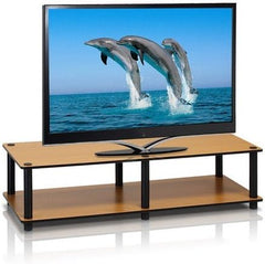 Just No Tools Wide TV Stand, Light Cherry with Black Tube - 10.9 x 41.3 x 15.6 in.