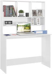 Modern High Gloss Black Desk with Shelf Engineered Wood 43.3x17.7x61.8 Inch, Spacious Workstation for Home Office, Built-in Storage Shelves, Durable Writing Table, Compact