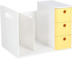 CDQL Bookshelf, Desk Hutch Organizer, Desktop Bookcase for Computer Desk, Multifunctional Drawer Book Shelves, Desktop Bookshelf Counter Bookcase, Office Supplies Organizers