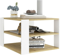 Coffee Table Sonoma Oak and White Engineered Wood Square Modern Dining Table Living Room Furniture end Tables Living Room for Indoor Office