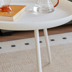 End Side Table, Round Table Living Room with Legs, Modern Night Stand with Storage Space,Home Decor Bedroom Nightstand for Living Room, Small Spaces, Easy Assembly Bedside Table (Short Style/White)