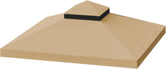 10x10 Ft Gazebo Replacement Canopy: Double Tiered Polyester Roof Cover with UV Protection & Water-Repellent - Outdoor Patio Tent Top for 10x10 Ft Frame (Khaki)